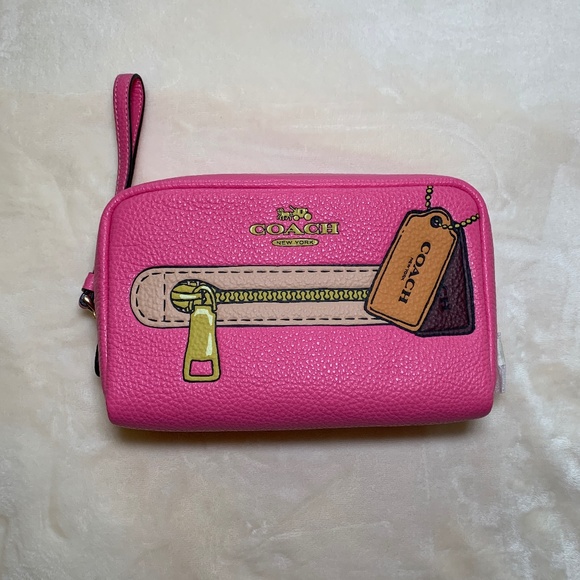 Coach Dempsey Boxy Cosmetic Case 20 With Trompe L'oeil Print - Pink/Petunia - Picture 1 of 10